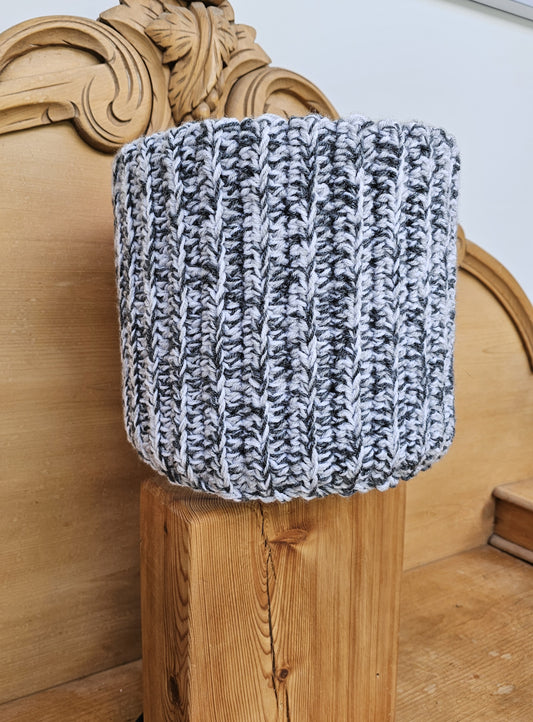 Dark grey crochet lamp shade