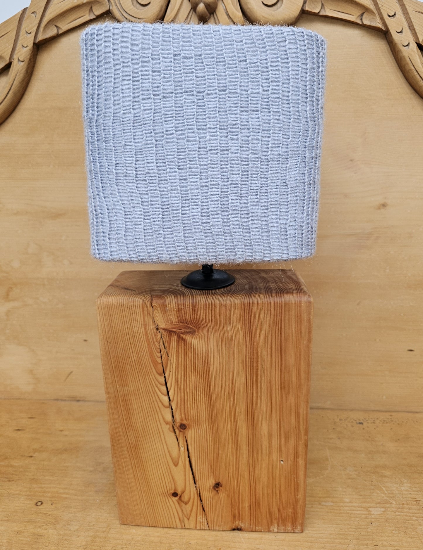 Soft grey knitted lamp shade